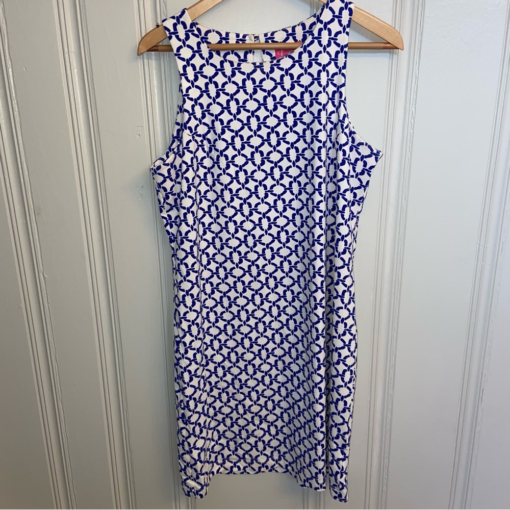 Britt Nautical Chain Blue and White Shift Dress